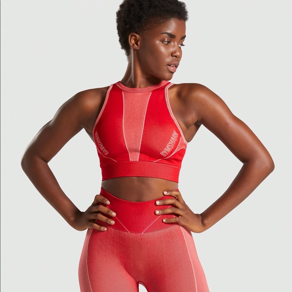 Gymshark red high neck sports bra